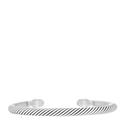 David Yurman Sterling Silver 18K White Gold Diamond 5mm Cable Classics Bracelet 3 of 4