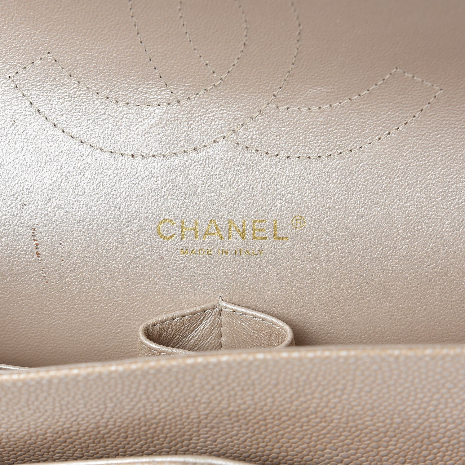 Chanel Pearly Caviar Quilted Jumbo Double Flap Light Beige 7 of 12
