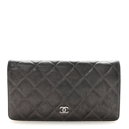 Chanel Metallic Lambskin Quilted Yen Wallet Grey 1 of 7