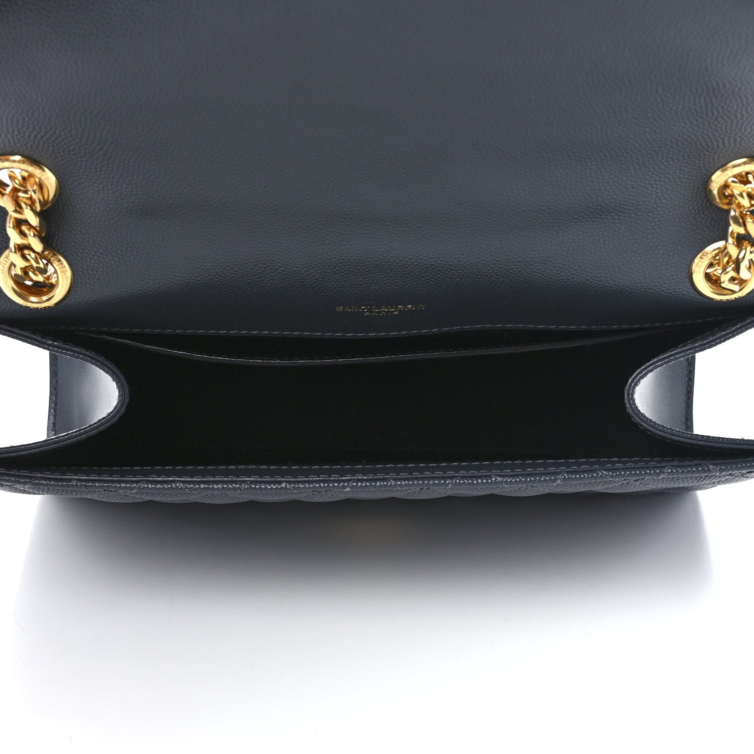 Saint Laurent Grain De Poudre Textured Mixed Matelasse Triquilt Medium Monogram Satchel Deep Marine 4 of 12