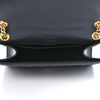 Saint Laurent Grain De Poudre Textured Mixed Matelasse Triquilt Medium Monogram Satchel Deep Marine 4 of 12