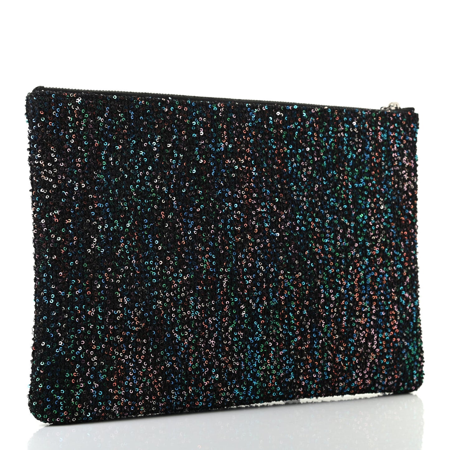 Canvas Sequin Medium Deauville Cosmetic Pouch Black