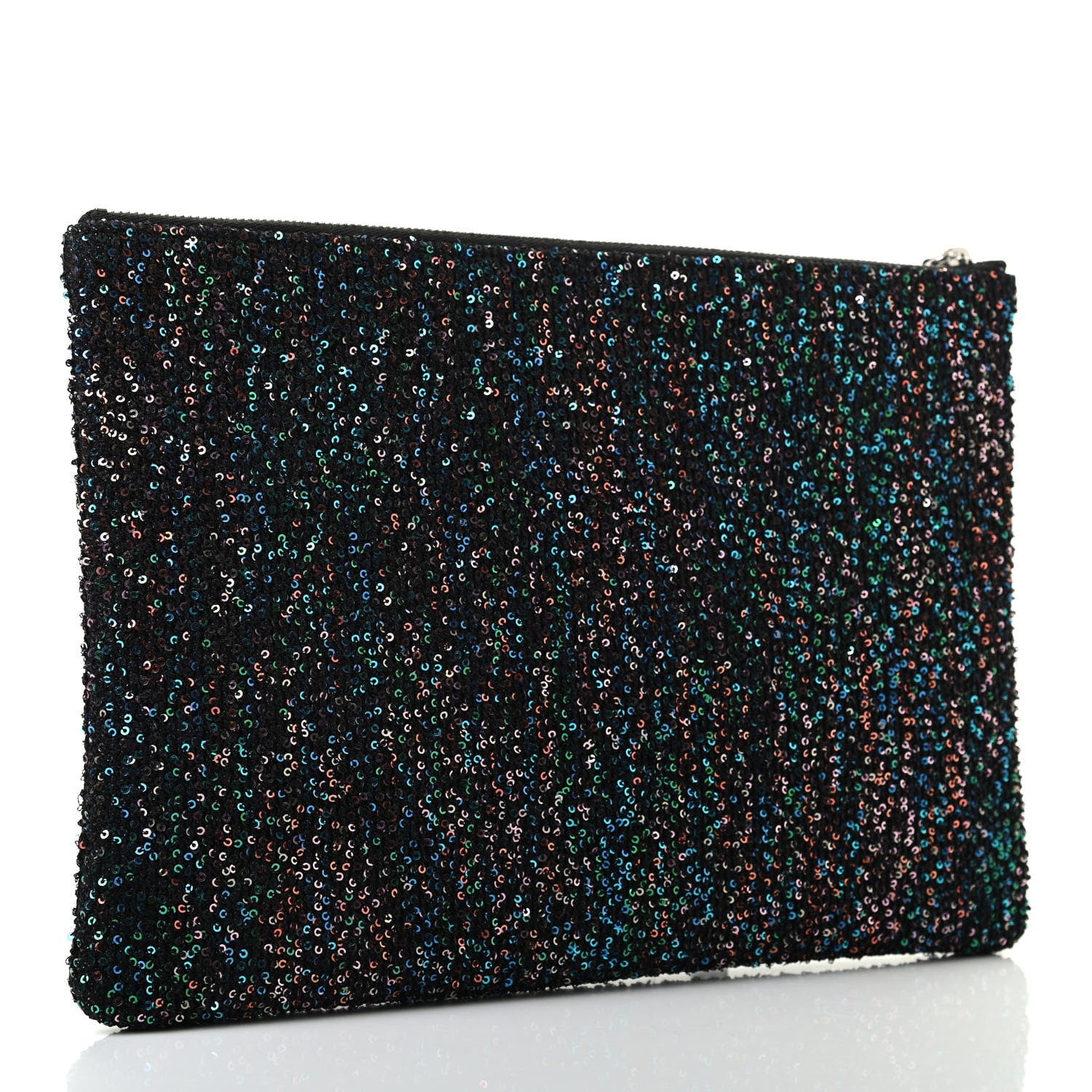 Chanel Canvas Sequin Medium Deauville Cosmetic Pouch Black 3 of 7