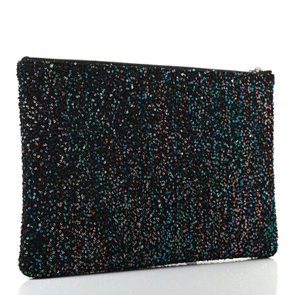 Chanel Canvas Sequin Medium Deauville Cosmetic Pouch Black 3 of 7