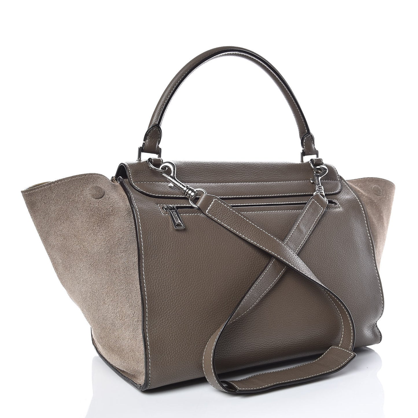 Drummed Calfskin Suede Medium Trapeze Souris