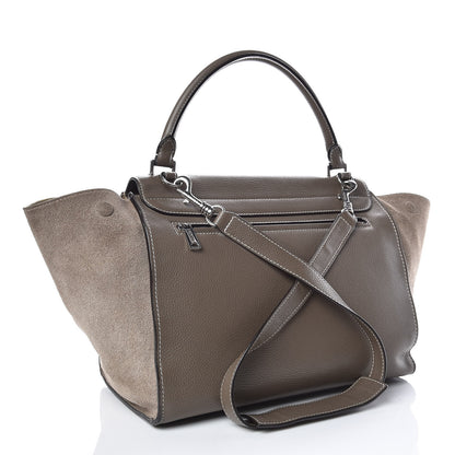 Celine Drummed Calfskin Suede Medium Trapeze Souris 4 of 19