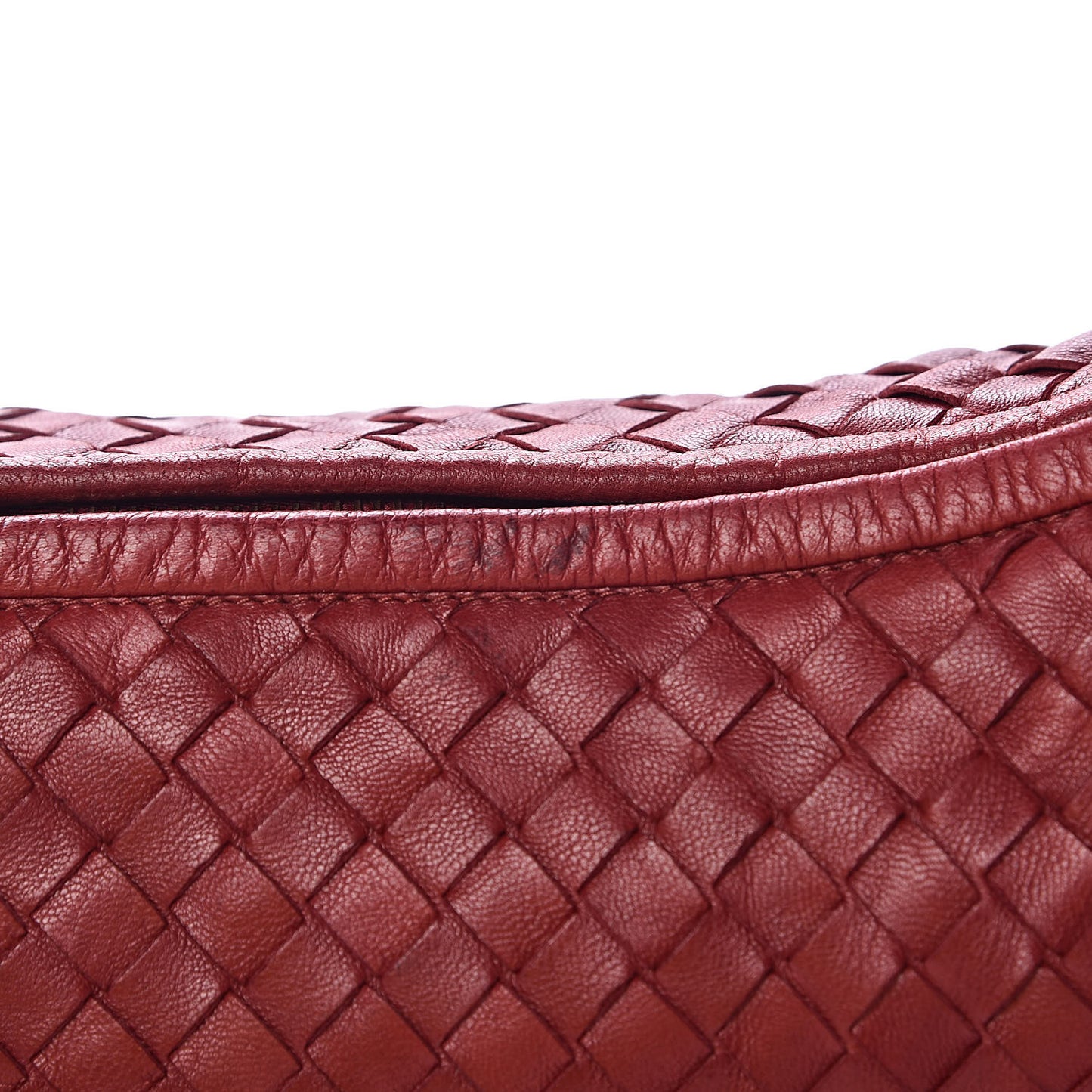 Nappa Intrecciato Medium Veneta Hobo Vermillion