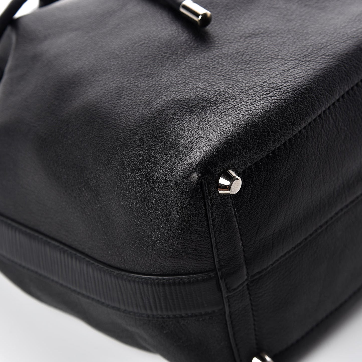 Calfskin Buffalo Medium Bucket Bag Black