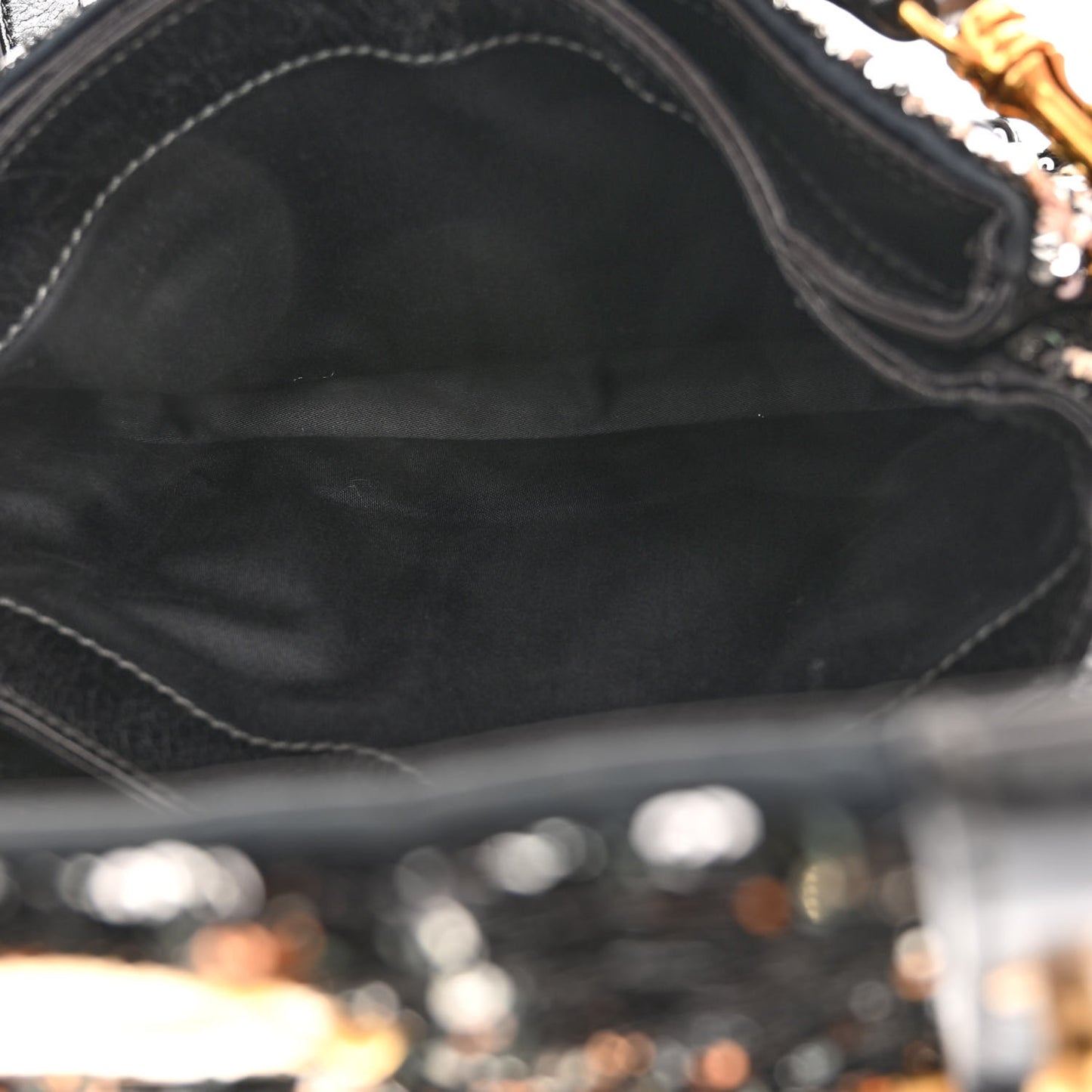 Paillettes Sequined Mini East West Satchel Argento