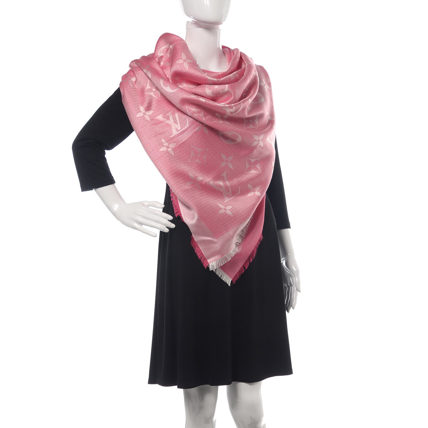 Louis Vuitton Silk Wool Beyond Monogram Shawl Fuchsia 2 of 5