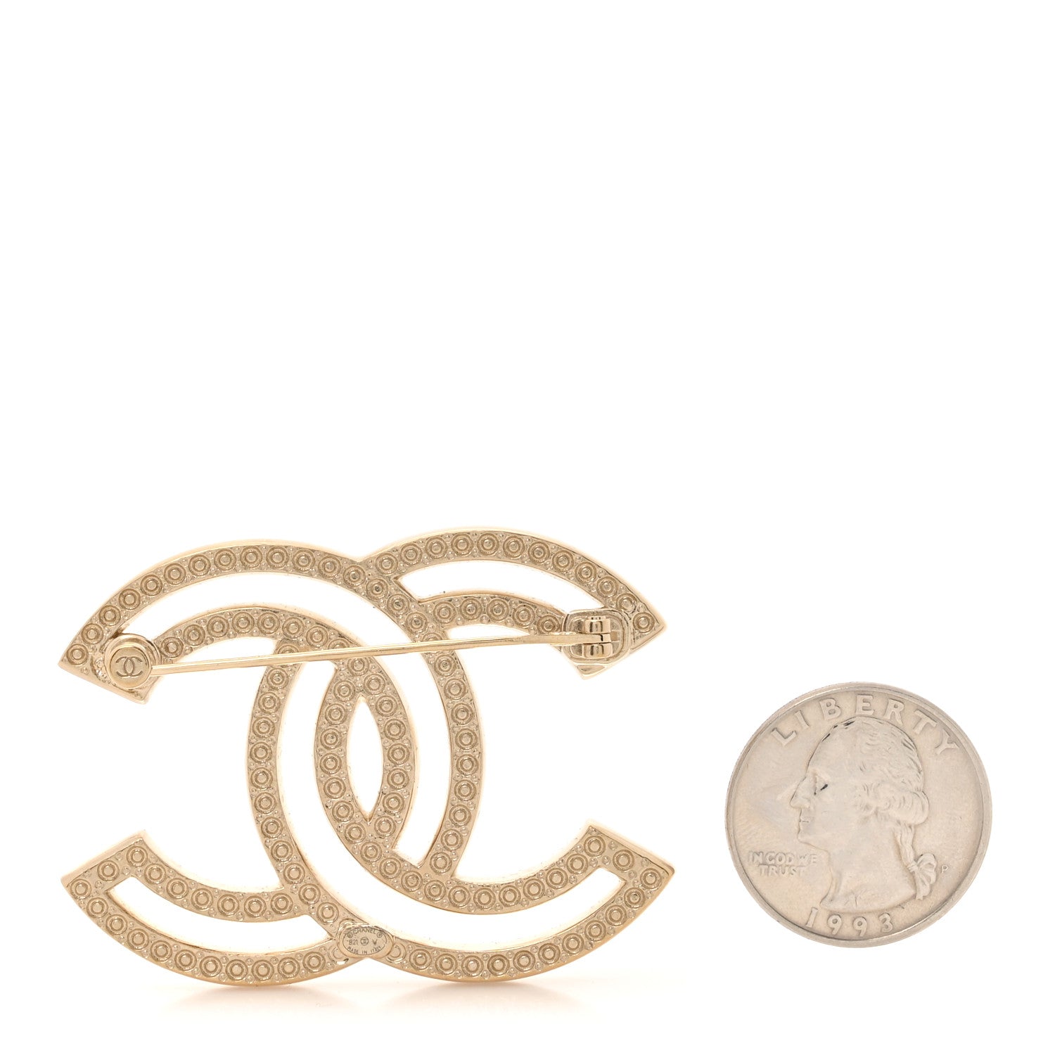 Chanel Crystal CC Brooch Light Gold 2 of 4