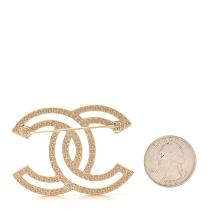 Chanel Crystal CC Brooch Light Gold 2 of 4