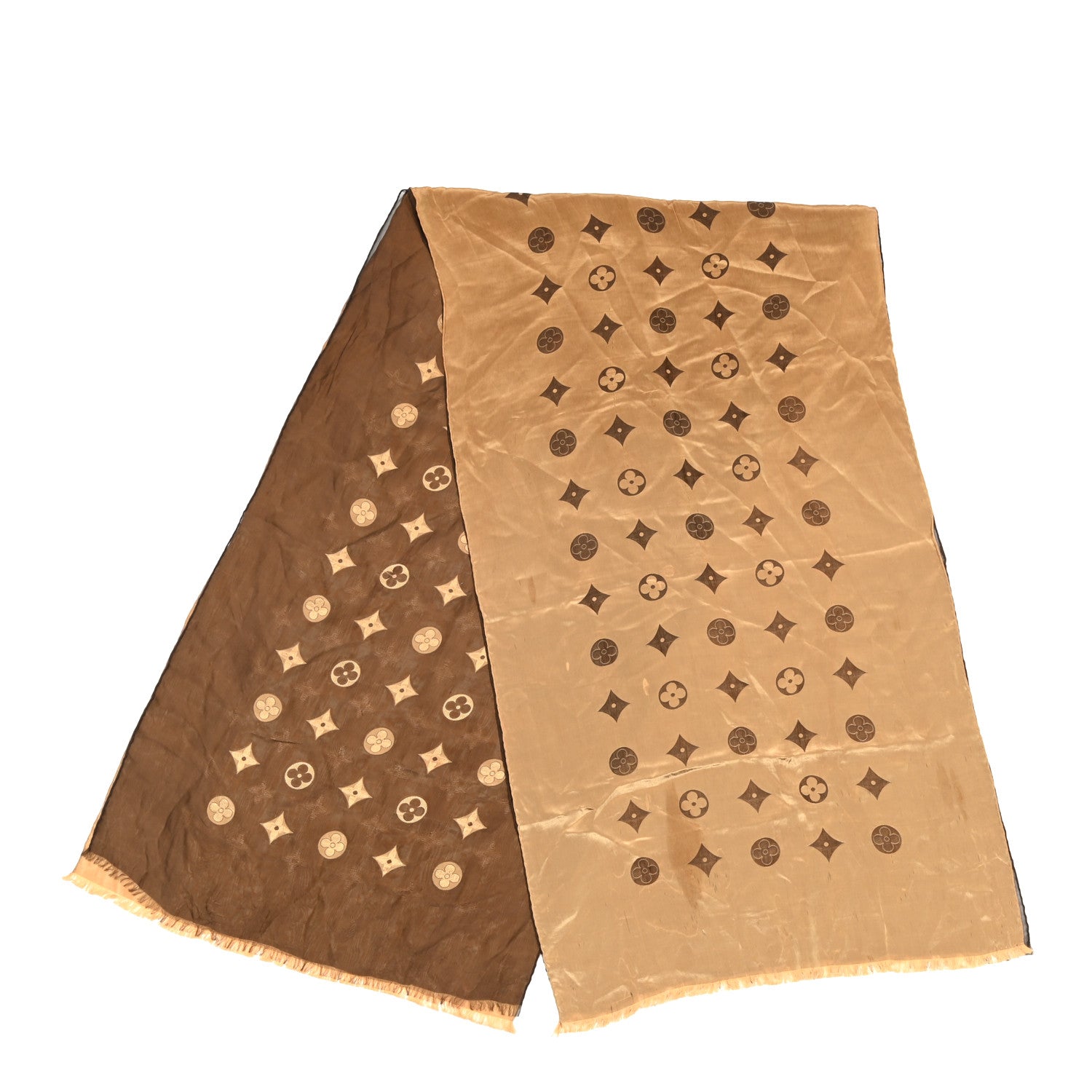 Louis Vuitton Silk Acetate Monogram Saint Petersbourg Stole Brown 2 of 5