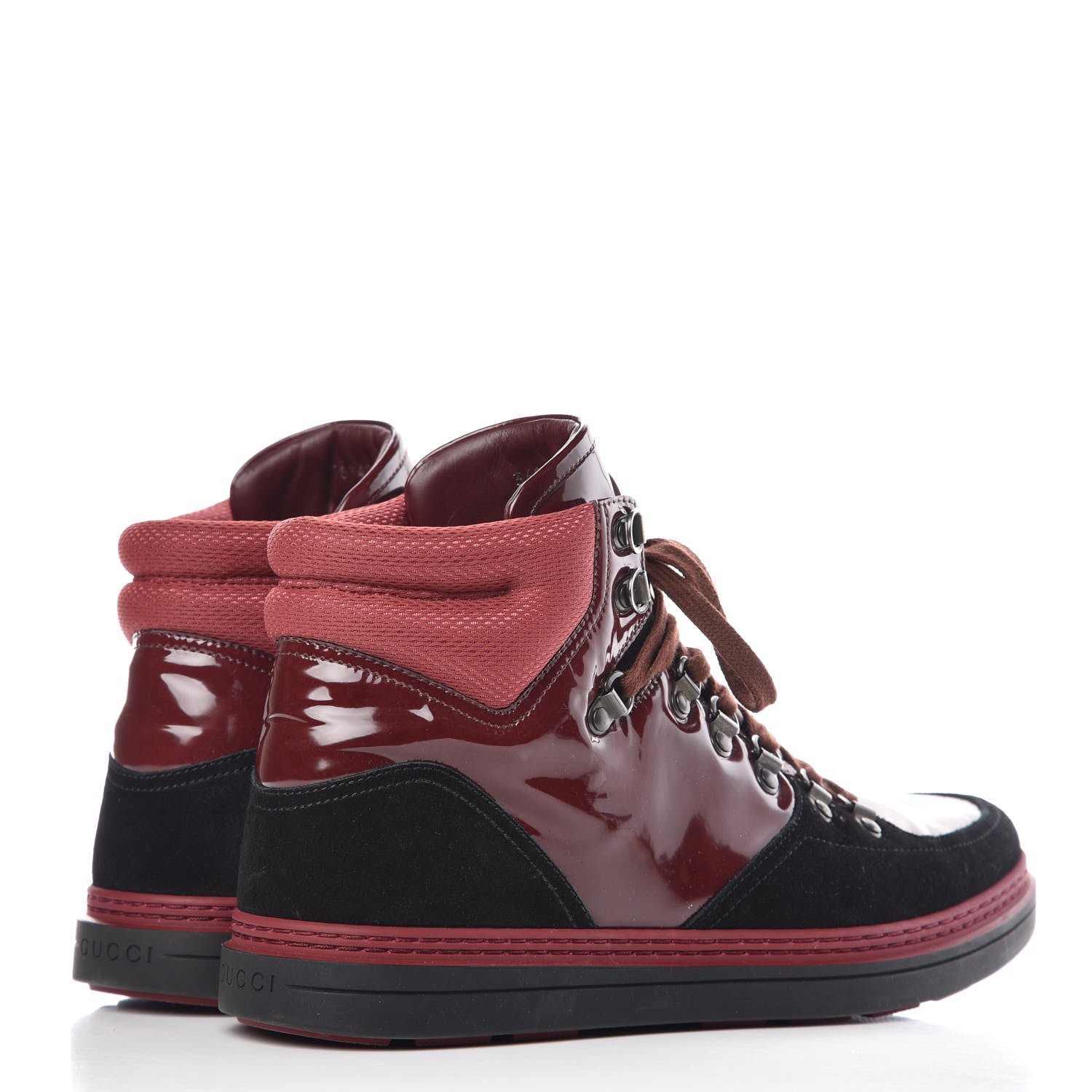 Gucci Patent Suede Mens Softy Tek High Top Sneakers 8 Black Charcoal Jupiter 4 of 13