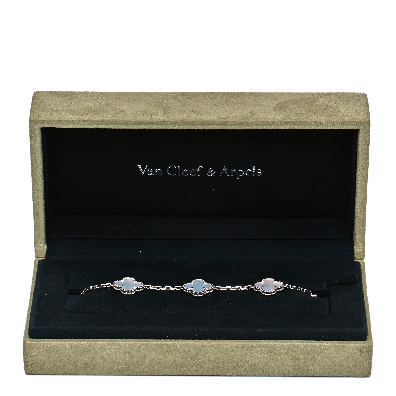 Van Cleef & Arpels 18K White Gold Mother of Pearl 5 Motifs Vintage Alhambra Bracelet 7 of 7