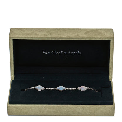 Van Cleef & Arpels 18K White Gold Mother of Pearl 5 Motifs Vintage Alhambra Bracelet 7 of 7