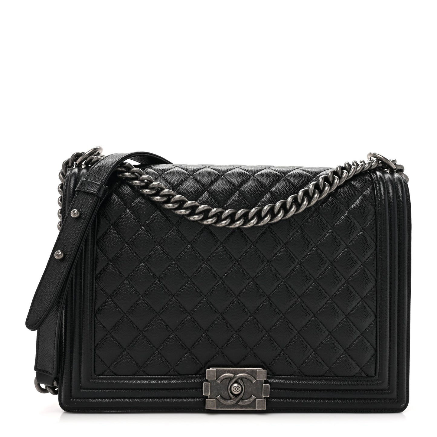 Caviar Quilted Large Boy Flap Black