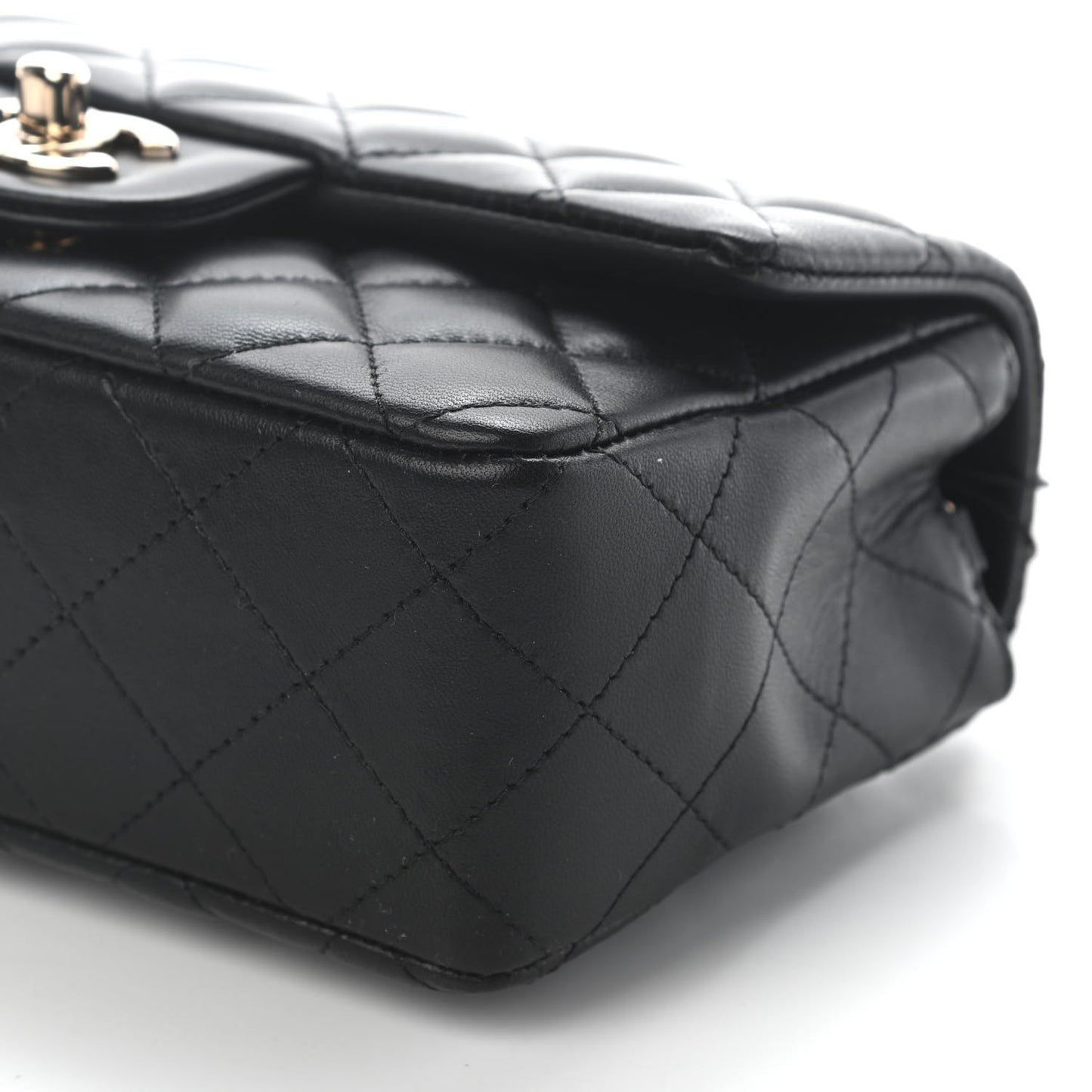 Lambskin Quilted Mini Rectangular Flap Black