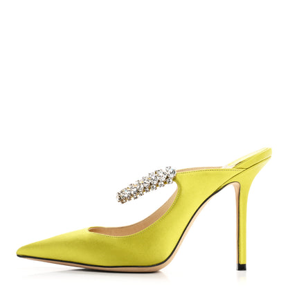 Jimmy Choo Satin Crystal Bing 85 Pumps 38.5 Lime 1 of 9