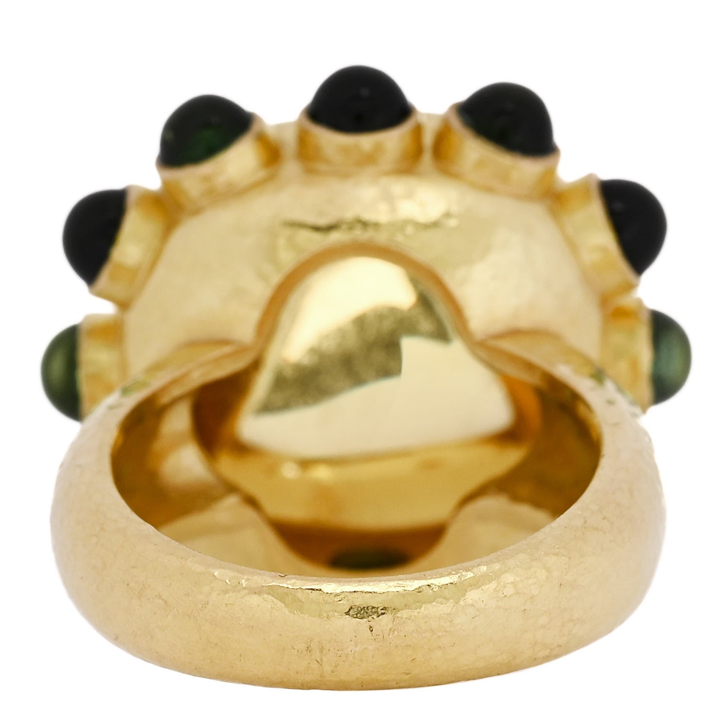 Elizabeth Locke 18K Yellow Gold Citrine Peridot Hammered Ring 53 6.5 4 of 6