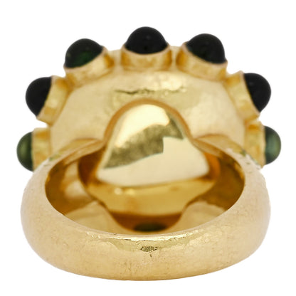Elizabeth Locke 18K Yellow Gold Citrine Peridot Hammered Ring 53 6.5 4 of 6