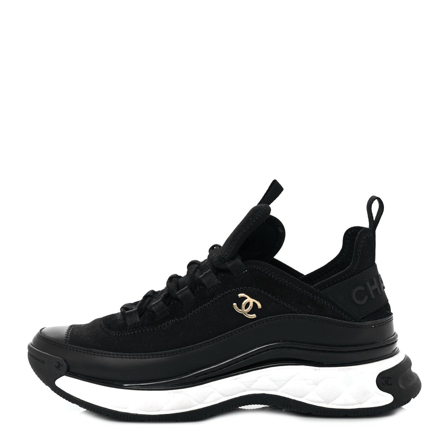 Velvet Calfskin Mixed Fibers CC Sneakers 39 Black