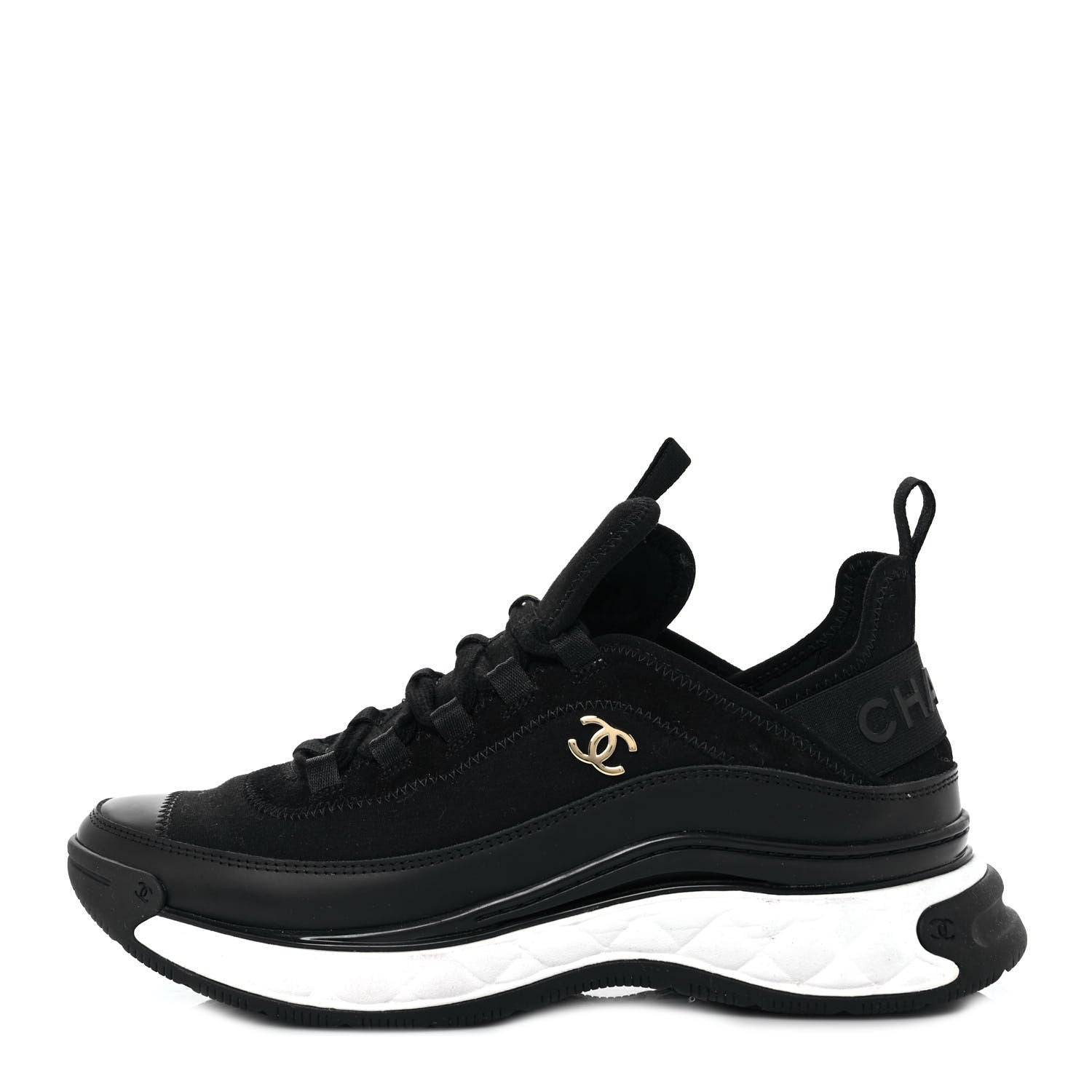 Chanel Velvet Calfskin Mixed Fibers CC Sneakers 39 Black 1 of 9