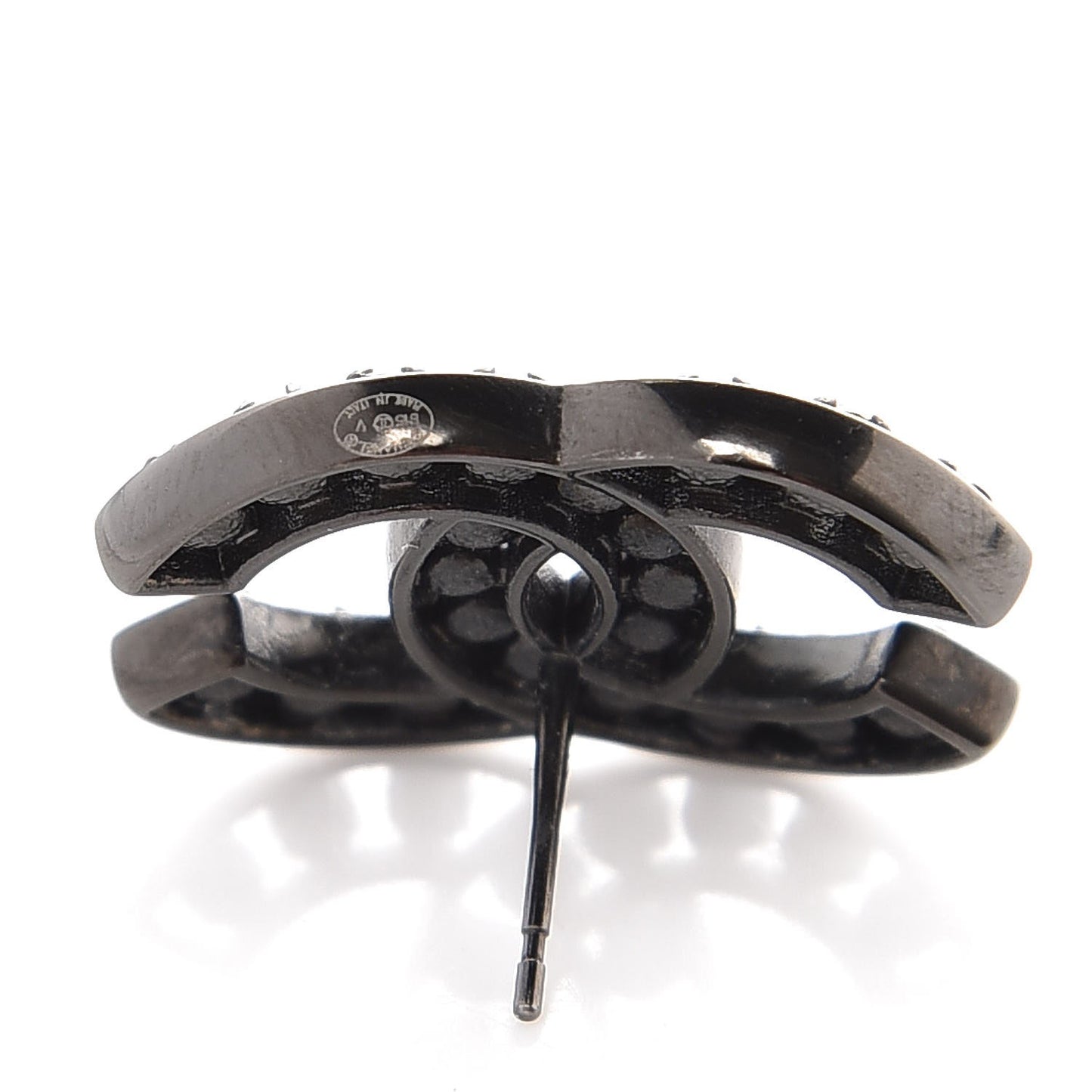Crystal CC Earrings Black Silver