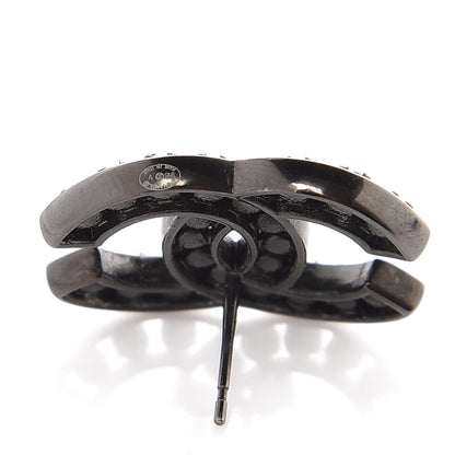 Chanel Crystal CC Earrings Black Silver 4 of 4