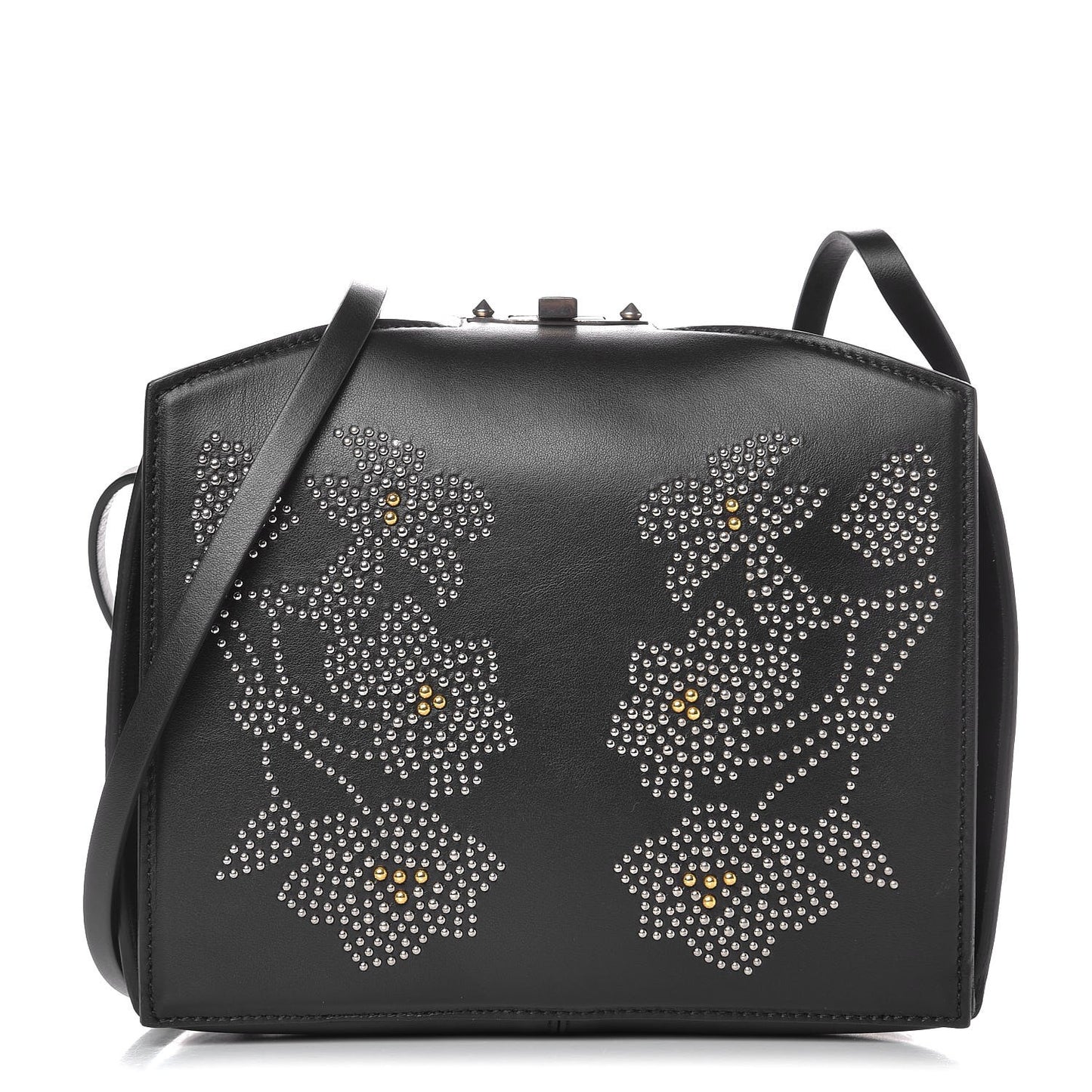 Calfskin Studded Box Shoulder Bag Black
