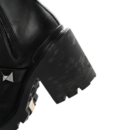 Valentino Garavani Calfskin Tonal Roman Stud 20/85mm Combat Boots 36.5 Black 11 of 15