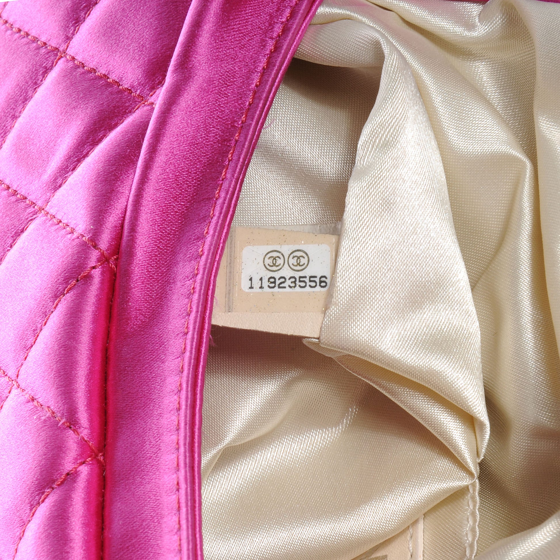 Chanel Satin Quilted Flap Clutch Fuchsia 7 of 7