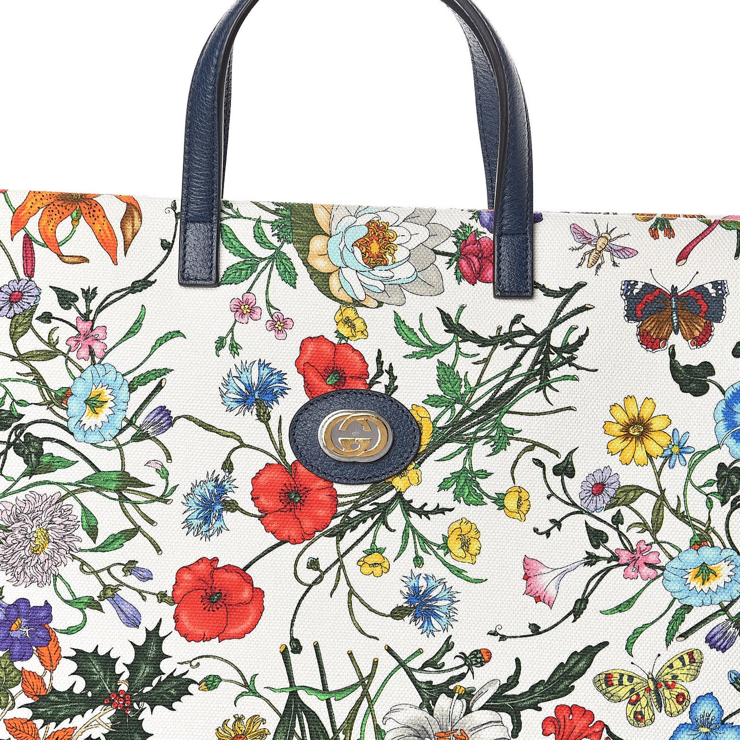 Canvas Large Flora Tote Navy Multicolor