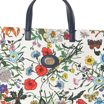 Gucci Canvas Large Flora Tote Navy Multicolor 7 of 8