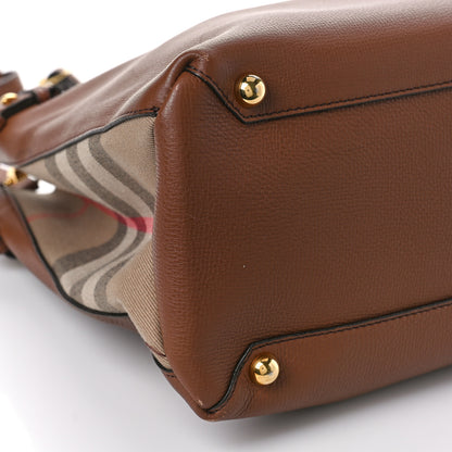 Burberry Grainy Calfskin House Check Large Banner Tote Tan 7 of 9