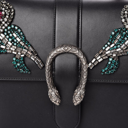 Gucci Moon Calfskin Web Crystal Flowers Large Dionysus Bamboo Top Handle Bag Black Multicolor 10 of 10