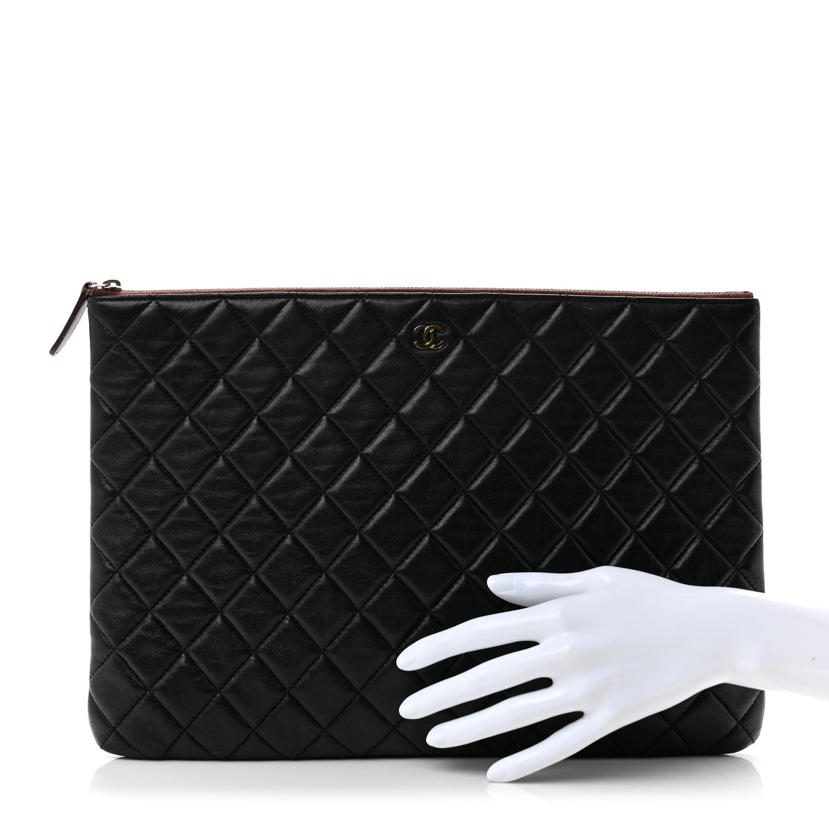 Chanel Lambskin Quilted Large Cosmetic Case Black 2 of 7