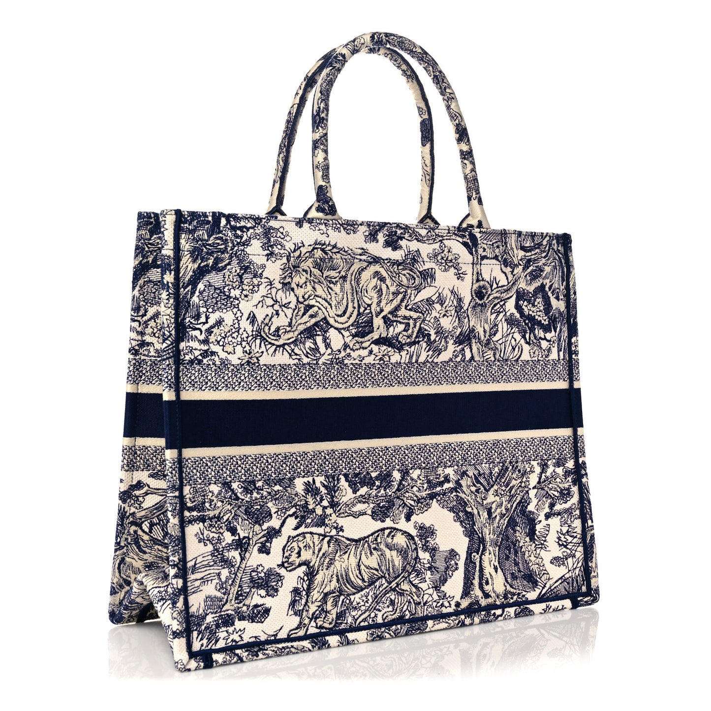 Canvas Embroidered Large Dioriviera Toile De Jouy Book Tote Blue