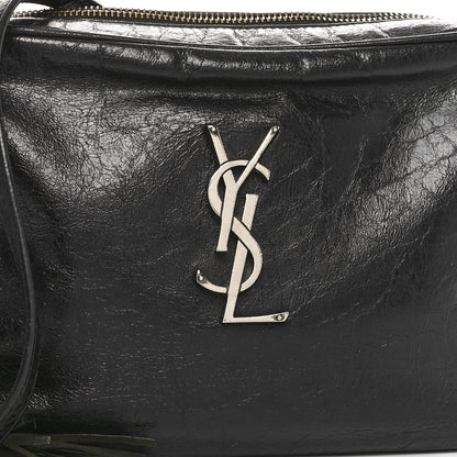 Saint Laurent Cracked Shiny Calfskin Monogram Lou Camera Bag Black 8 of 10