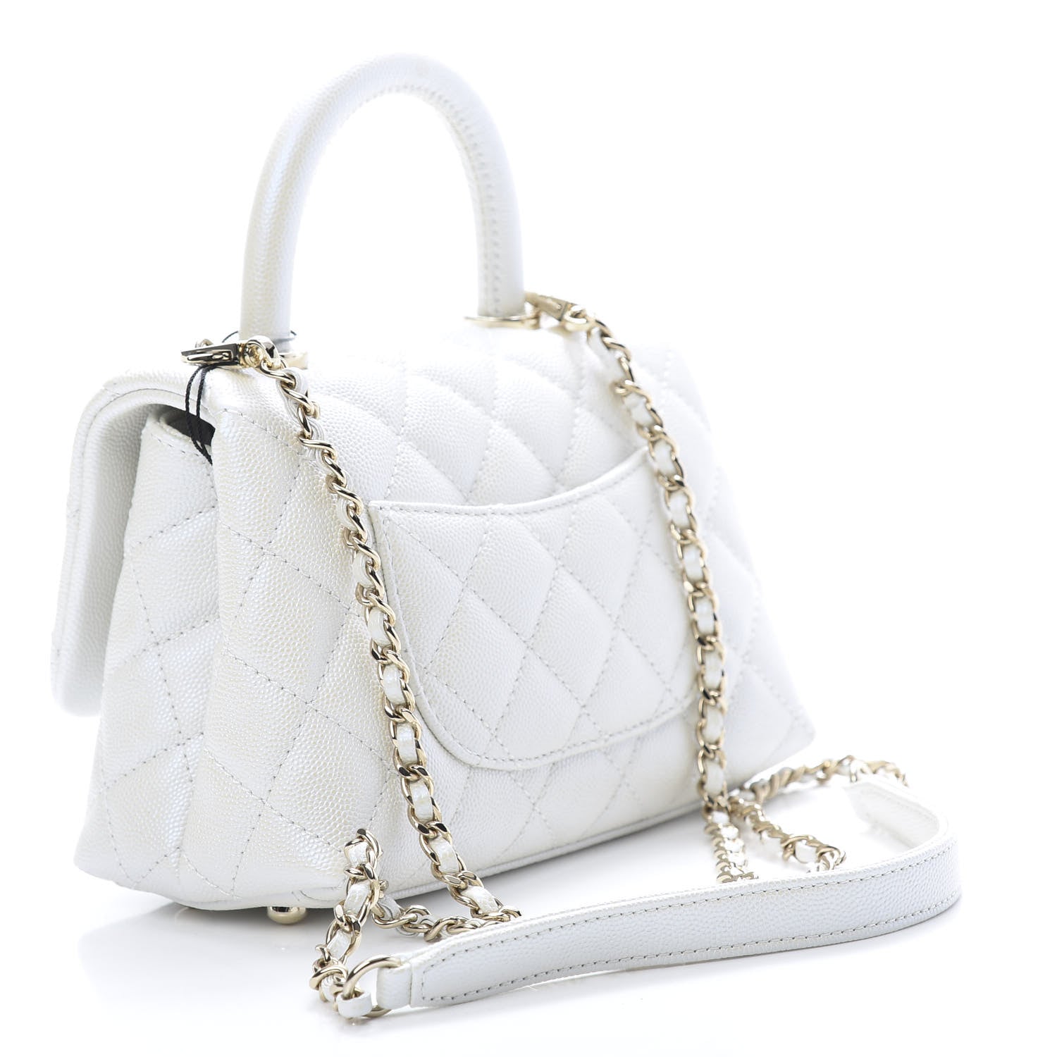 Chanel Iridescent Caviar Quilted Extra Mini Coco Handle Flap White 4 of 11
