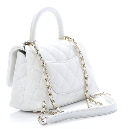 Chanel Iridescent Caviar Quilted Extra Mini Coco Handle Flap White 4 of 11