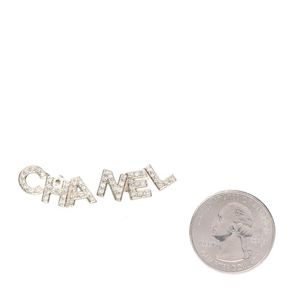 Chanel Crystal Pearl Signature Stud Earrings Gold 2 of 5
