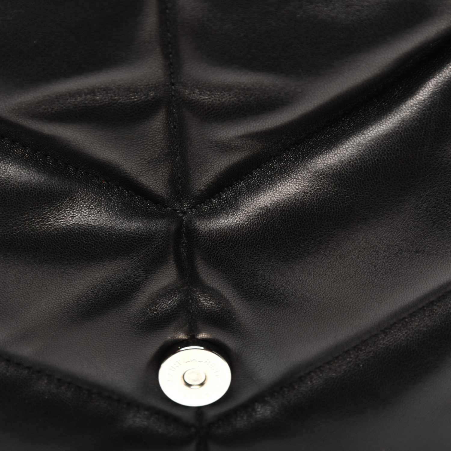Saint Laurent Lambskin Quilted Medium Loulou Puffer Monogram Chain Satchel Black 14 of 23