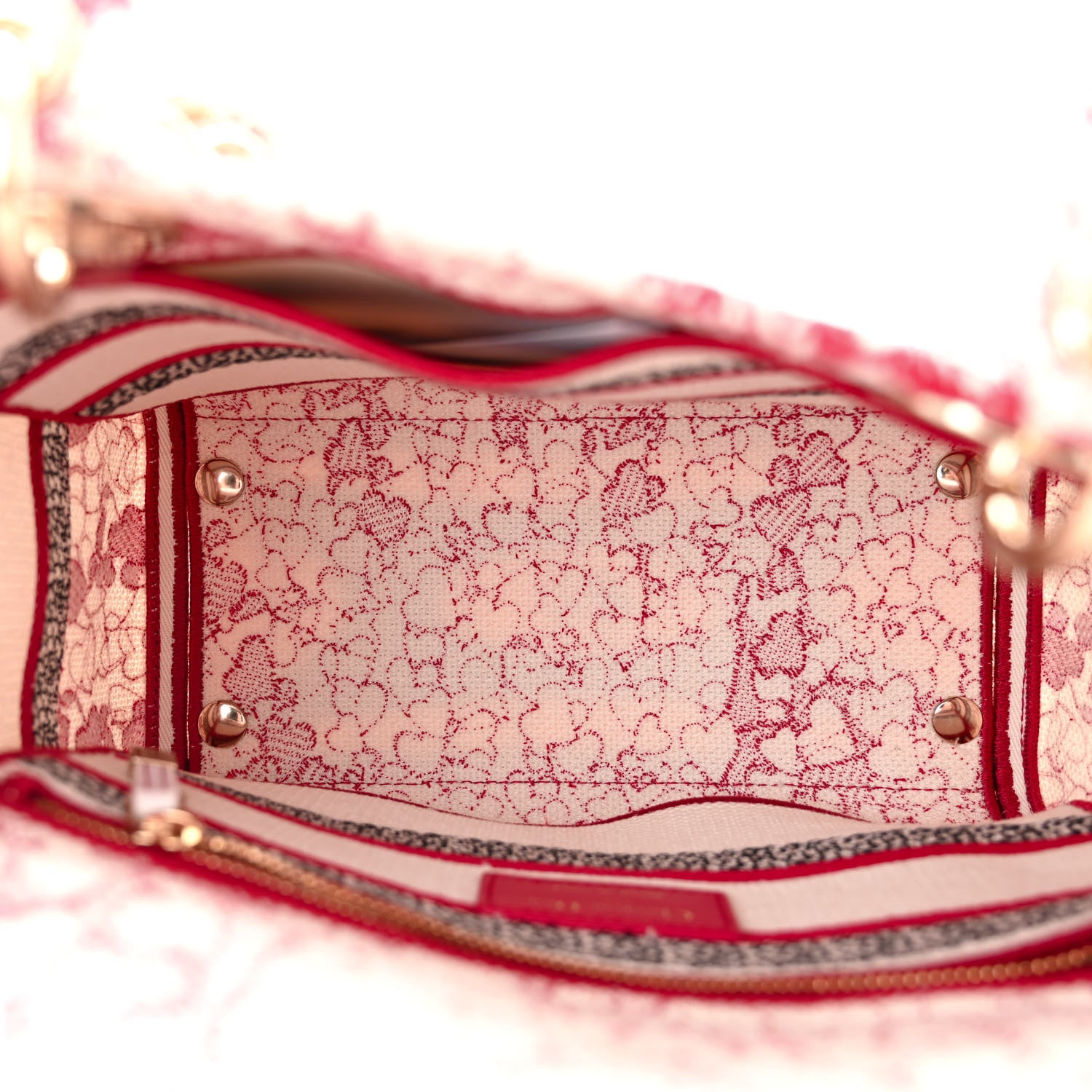 Christian Dior Canvas Embroidered Medium Dioramour D-Royaume Lady D-Lite Red Multicolor 5 of 10