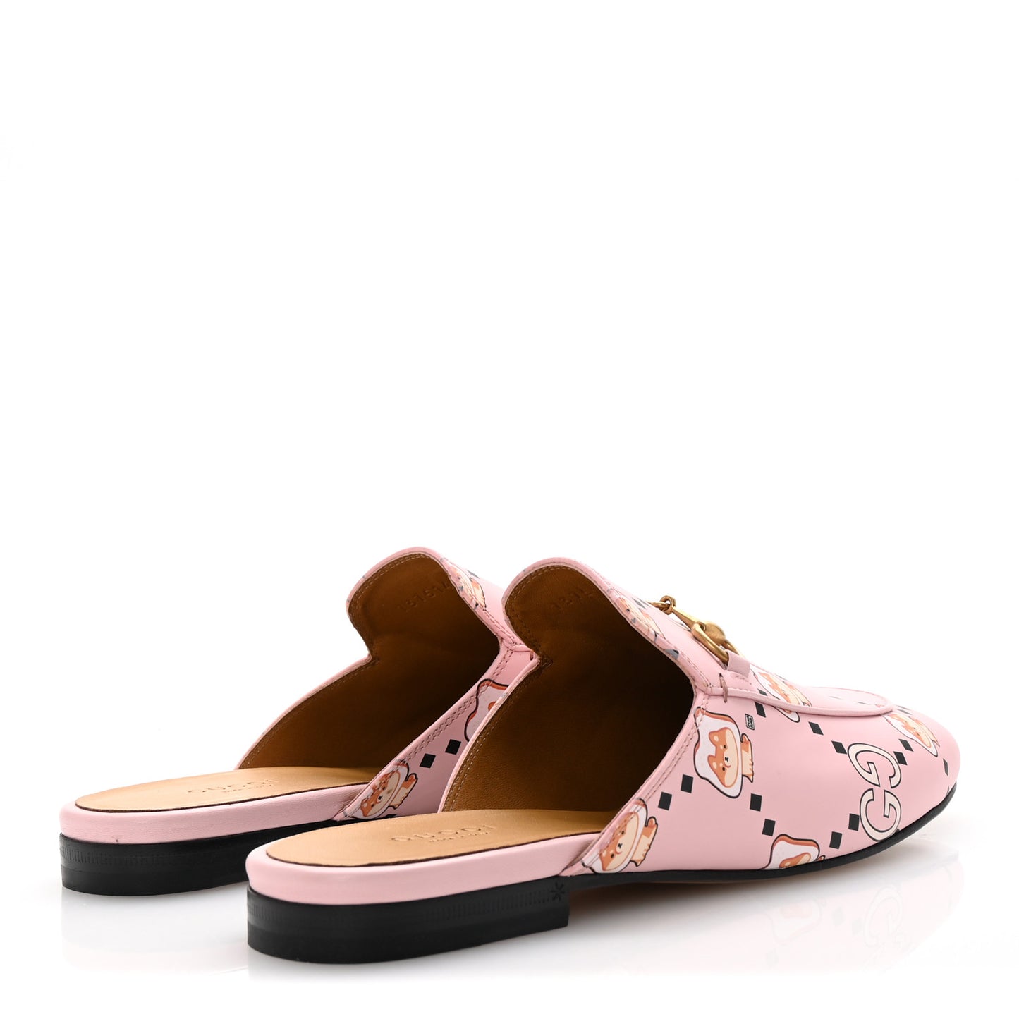 X PIKARAR Calfskin Monogram Print Womens Princetown Slippers 38.5 Pink Multicolor