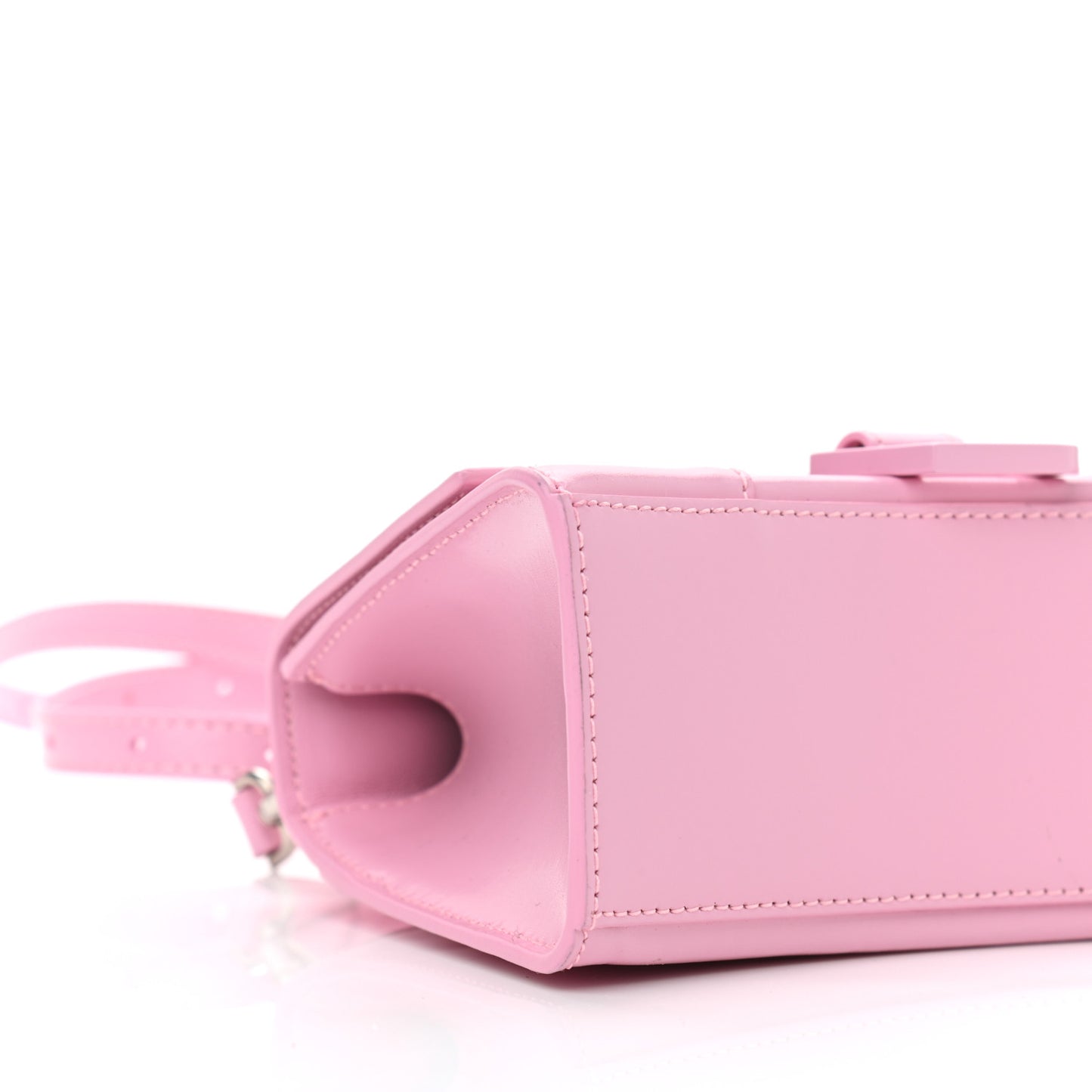 Shiny Box Calfskin Tonal B Hourglass Top Handle Bag XS Candy Pink