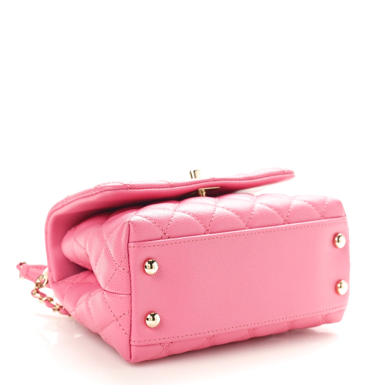 Chanel Caviar Quilted Lizard Embossed Extra Mini Coco Handle Flap Pink 4 of 10