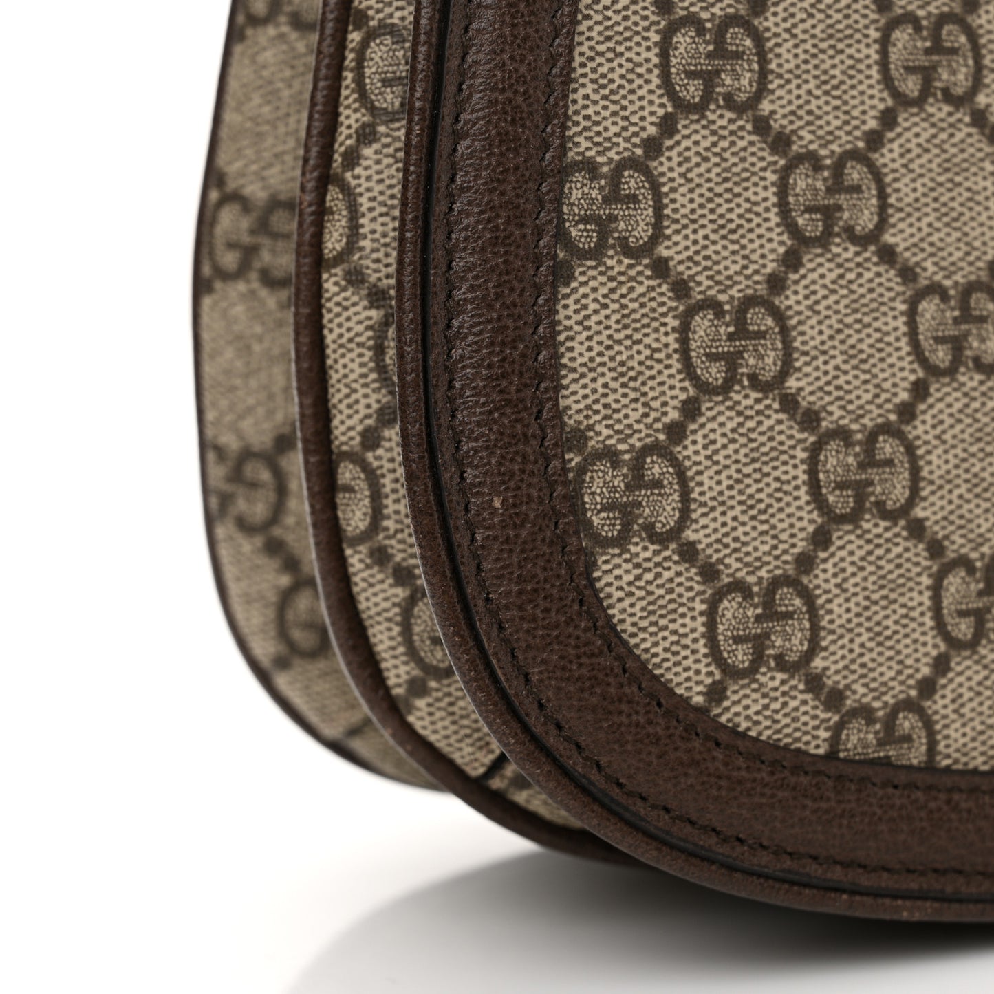 GG Supreme Monogram Textured Dollar Calfskin Web Medium Blondie Shoulder Flap Bag Beige Ebony New Acero