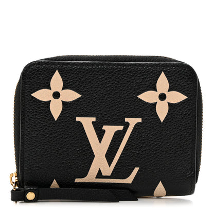 Louis Vuitton Empreinte Monogram Giant Zippy Coin Purse Black Beige 1 of 8