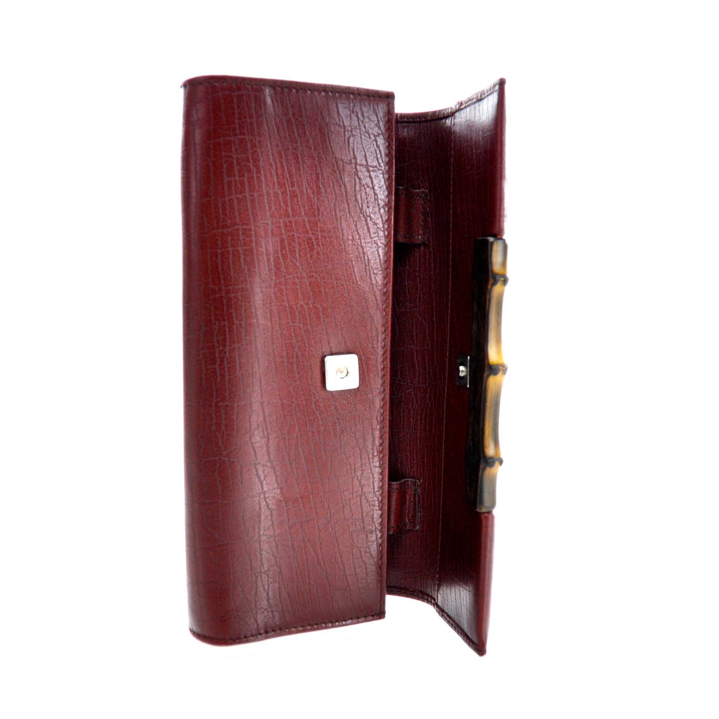 Leather Bamboo Clutch Bag